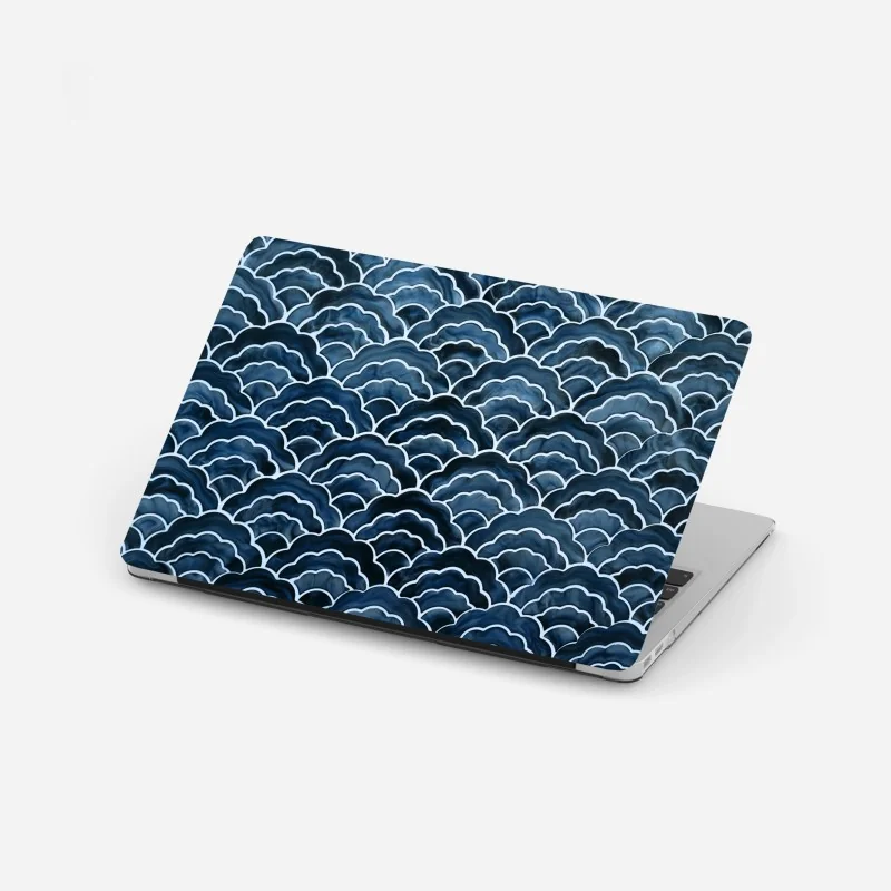 Laptop-Aufkleber japanisches blaues seigaiha-wellenmuster