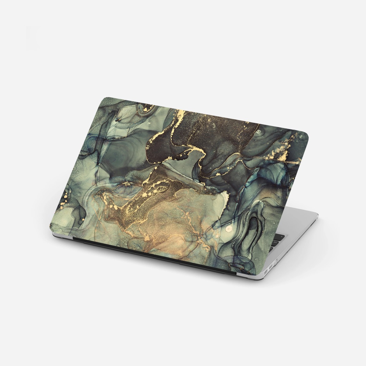 Laptop-Aufkleber türkis und gold fließende abstraktion – Wallnifity®
