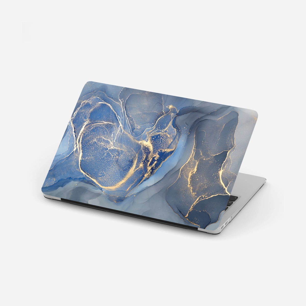 Laptop-Aufkleber ozeanblauer marmor mit goldenen adern – Wallnifity®