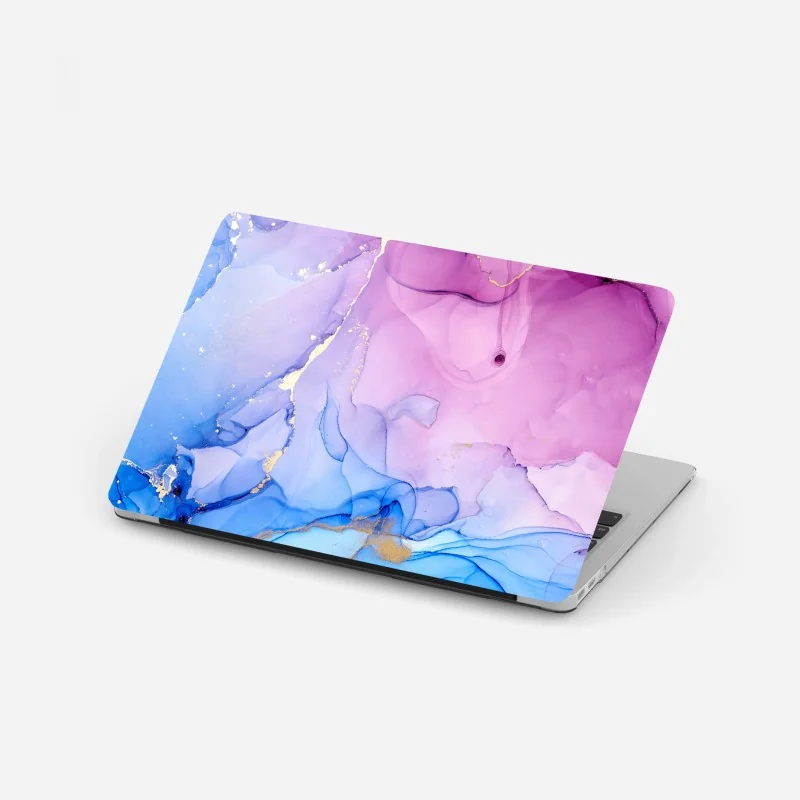 Laptop-Aufkleber straße zur beleuchteten stadtsilhouette bei nacht – Wallnifity®