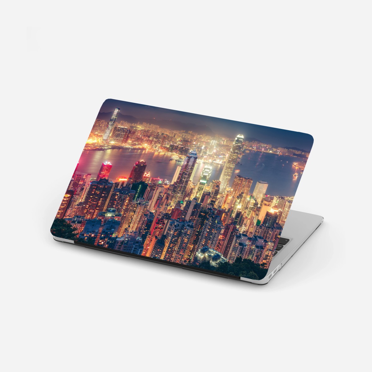 Laptop-Aufkleber Hongkong skyline bei nacht vom Victoria Peak – Wallnifity®