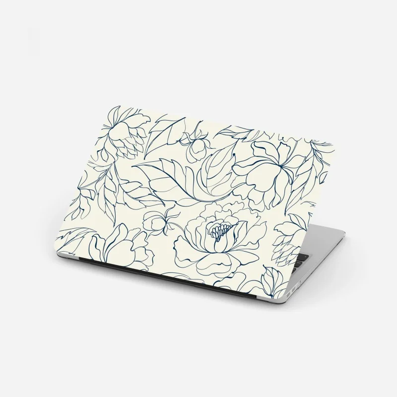 Laptop-Aufkleber sonnige mediterrane gasse mit bougainvillea – Wallnifity®