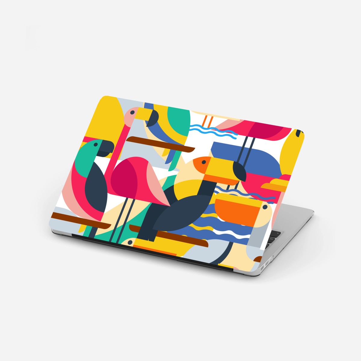 Laptop-Aufkleber tropisches geometrisches vogelmuster – Wallnifity®