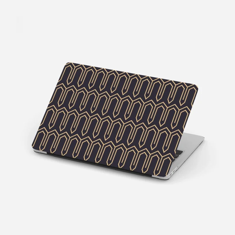 Laptop-Aufkleber art deco geometrisches muster in gold und schwarz