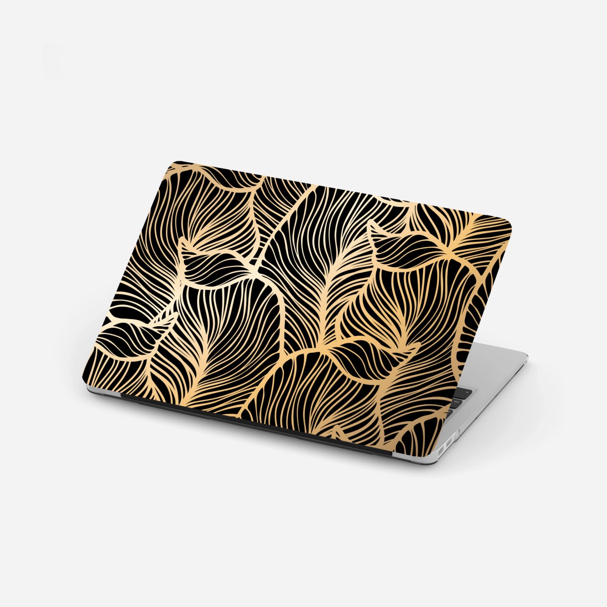 Laptop-Aufkleber goldenes blattmuster auf schwarzem hintergrund – Wallnifity® Laptop-Aufkleber goldenes blattmuster auf schwarzem hintergrund – Wallnifity®