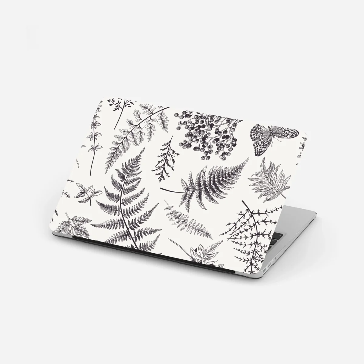 Laptop-Aufkleber monochromes botanisches blättermuster – Wallnifity®