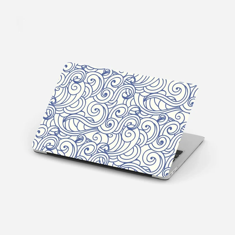 Laptop-Aufkleber nahtloses blaues wirbelmuster