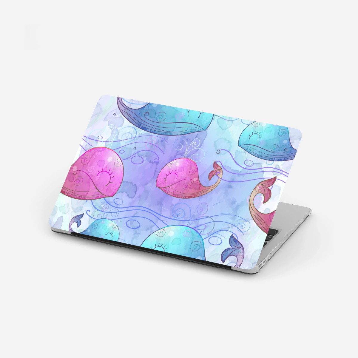 Laptop-Aufkleber aquarellwale im pastellmuster fürs kinderzimmer – Wallnifity® Laptop-Aufkleber aquarellwale im pastellmuster fürs kinderzimmer – Wallnifity®