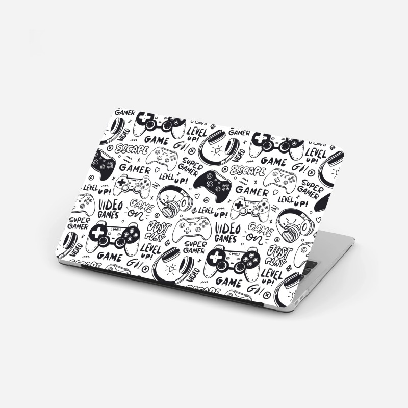 Laptop-Aufkleber doodle-muster mit videospiel-controllern