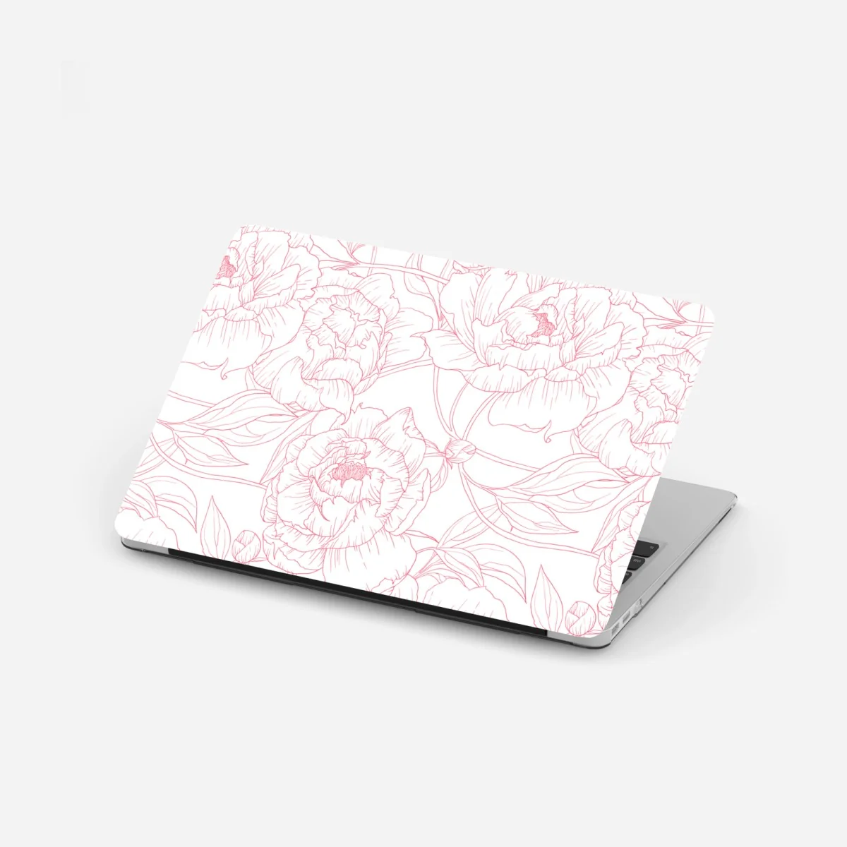 Laptop-Aufkleber zartes rosa paeonien-line-art-muster – Wallnifity® Laptop-Aufkleber zartes rosa paeonien-line-art-muster – Wallnifity®
