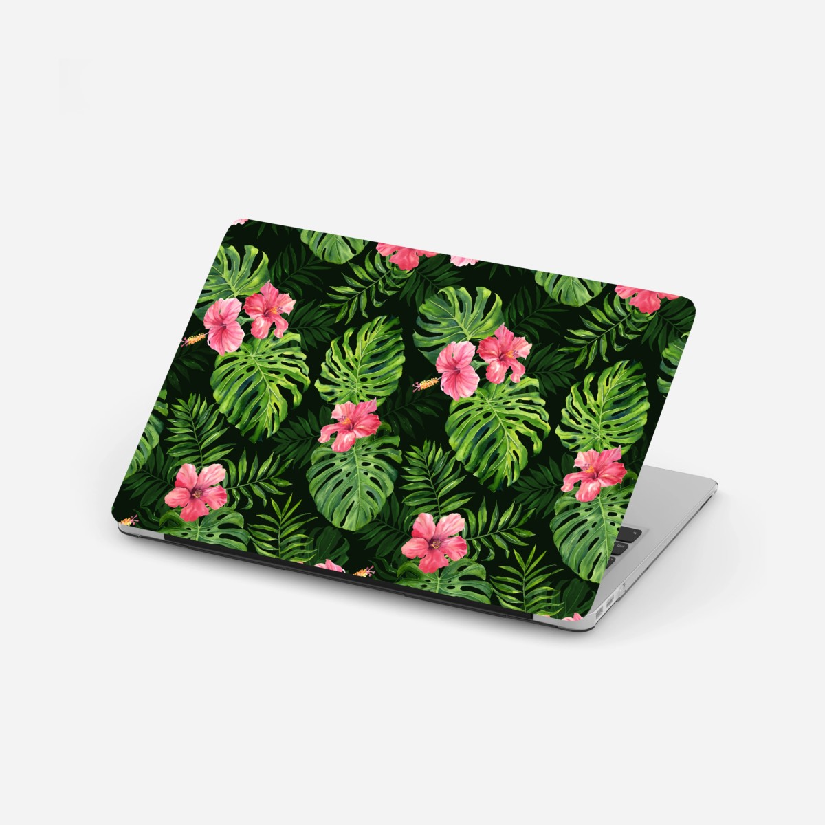 Laptop-Aufkleber tropisches monstera- und hibiskus-motiv – Wallnifity® Laptop-Aufkleber tropisches monstera- und hibiskus-motiv – Wallnifity®
