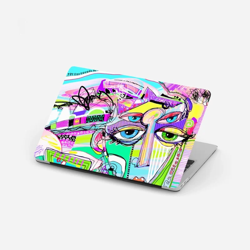 Laptop-Aufkleber sonnenuntergang über küstenlandschaft mit dorf am kliff – Wallnifity®