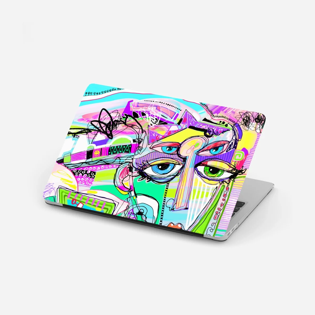 Laptop-Aufkleber buntes abstraktes gesichtsporträt – Wallnifity® Laptop-Aufkleber buntes abstraktes gesichtsporträt – Wallnifity®