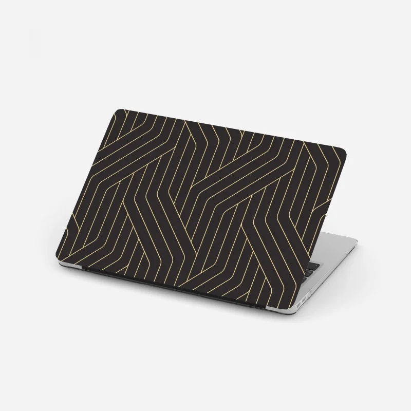 Laptop-Aufkleber geometrisches art deco muster in schwarz und gold