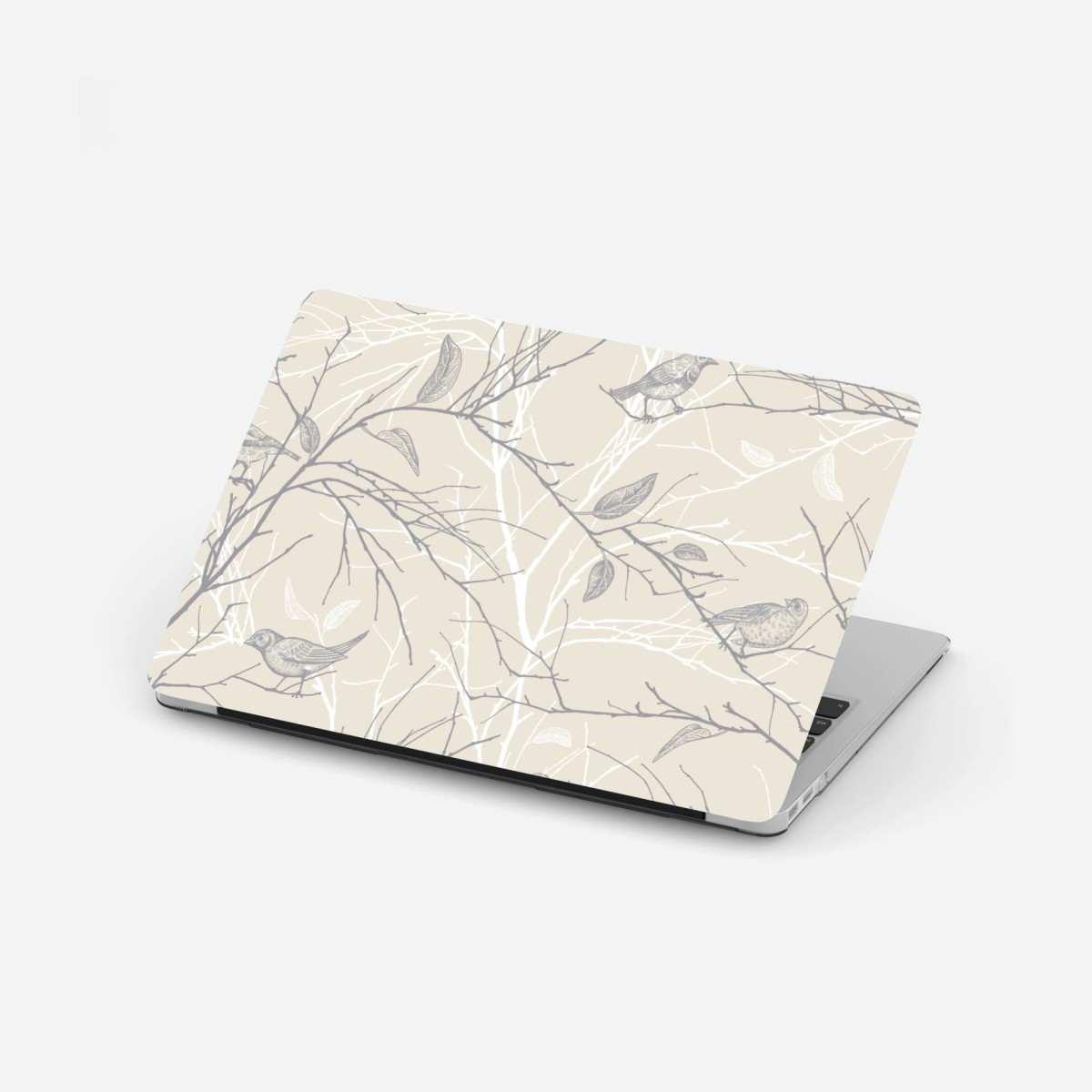 Laptop-Aufkleber zartes beiges muster mit vögeln und ästen – Wallnifity® Laptop-Aufkleber zartes beiges muster mit vögeln und ästen – Wallnifity®