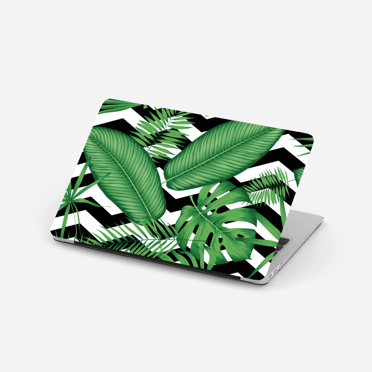 Laptop-Aufkleber tropisches blättermuster auf zickzack-hintergrund – Wallnifity® Laptop-Aufkleber tropisches blättermuster auf zickzack-hintergrund – Wallnifity®