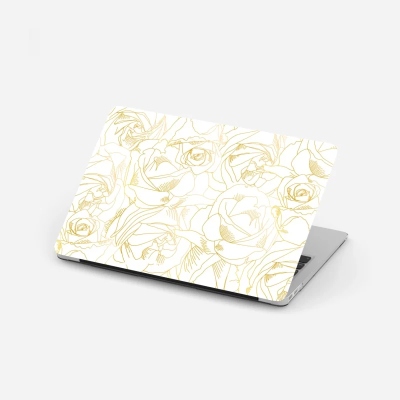 Laptop-Aufkleber goldene rosen linienzeichnung