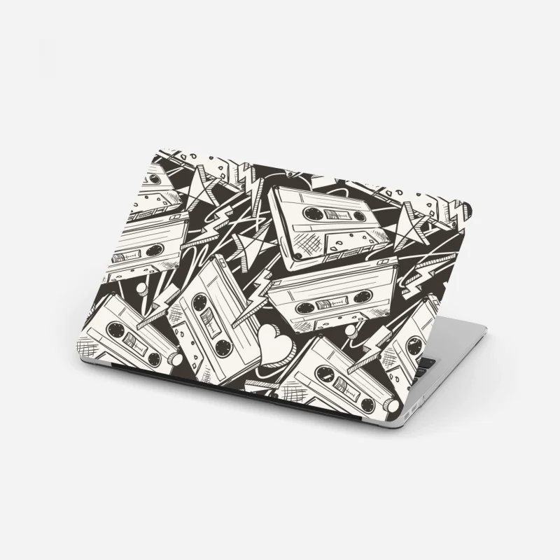 Laptop-Aufkleber tropische lila blätter auf gelbem hintergrund – Wallnifity®