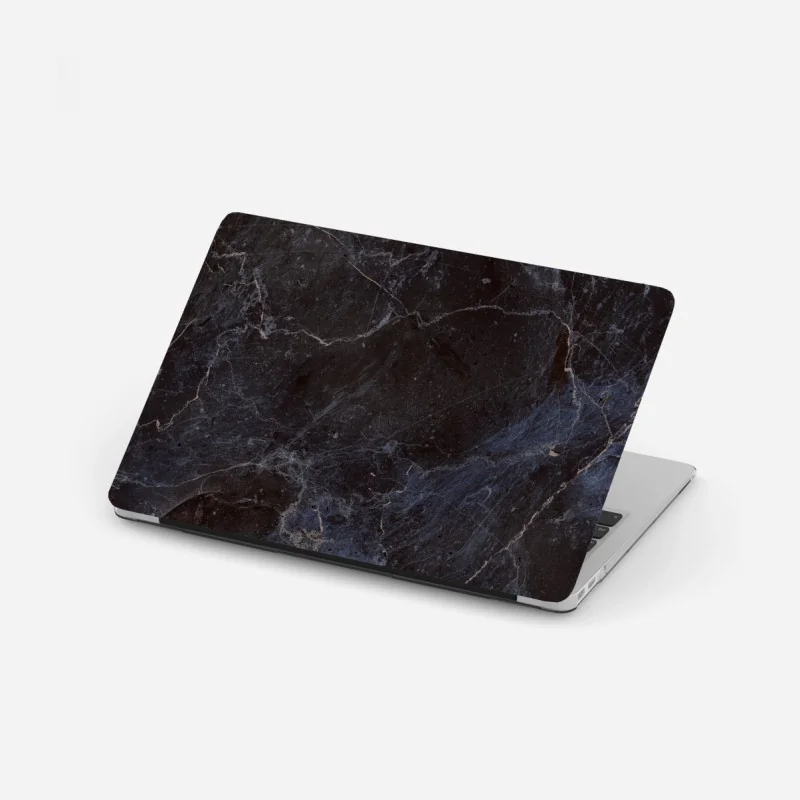 Laptop-Aufkleber dunkle marmortextur mit blauen adern