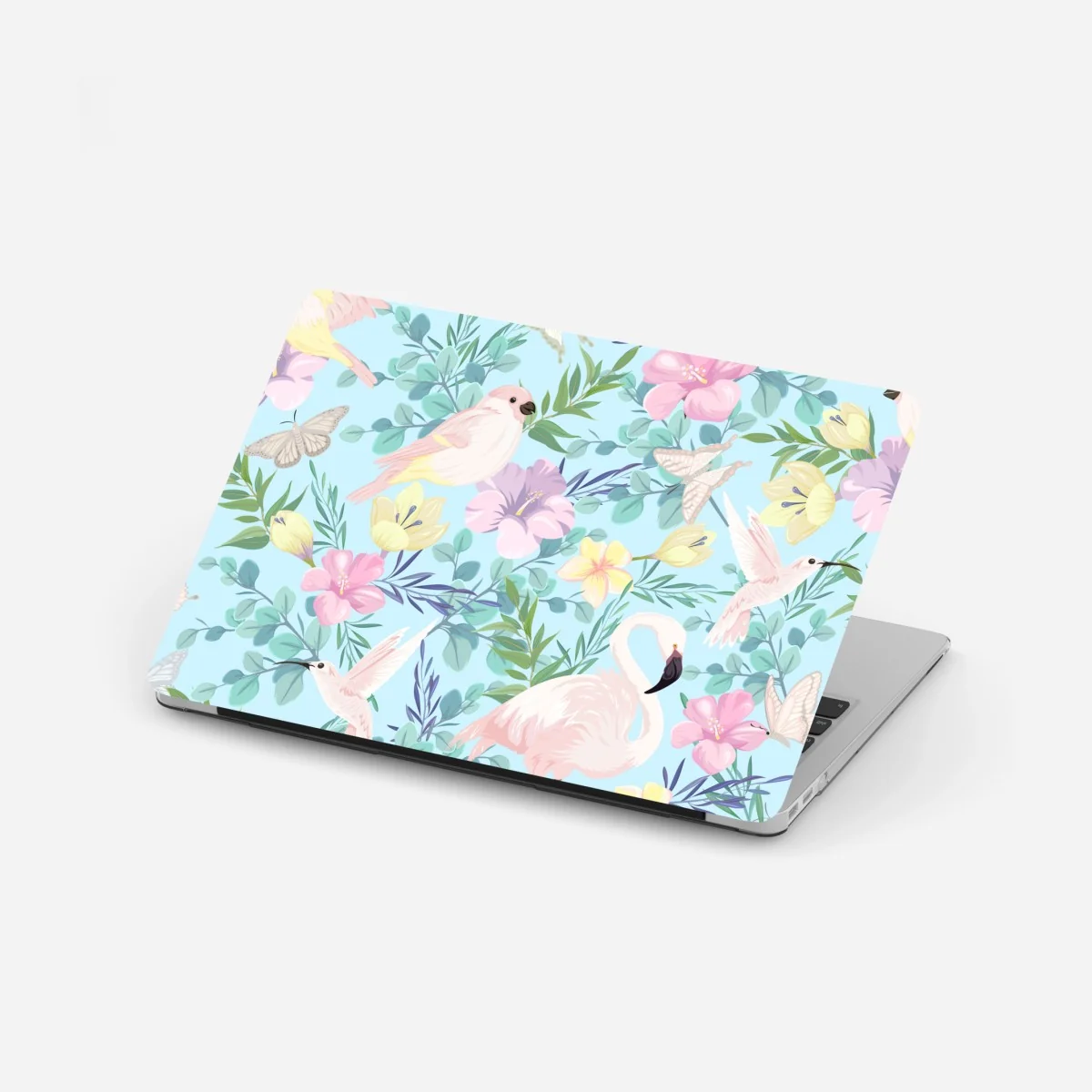 Laptop-Aufkleber pastell tropisches vögel- und blumenmuster – Wallnifity® Laptop-Aufkleber pastell tropisches vögel- und blumenmuster – Wallnifity®