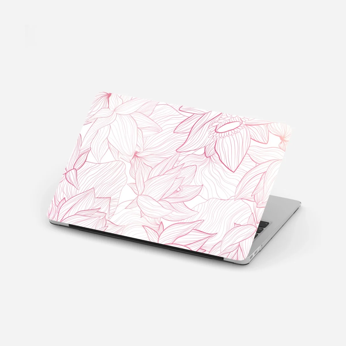 Laptop-Aufkleber zartes rosa blumenlinienmuster – Wallnifity® Laptop-Aufkleber zartes rosa blumenlinienmuster – Wallnifity®