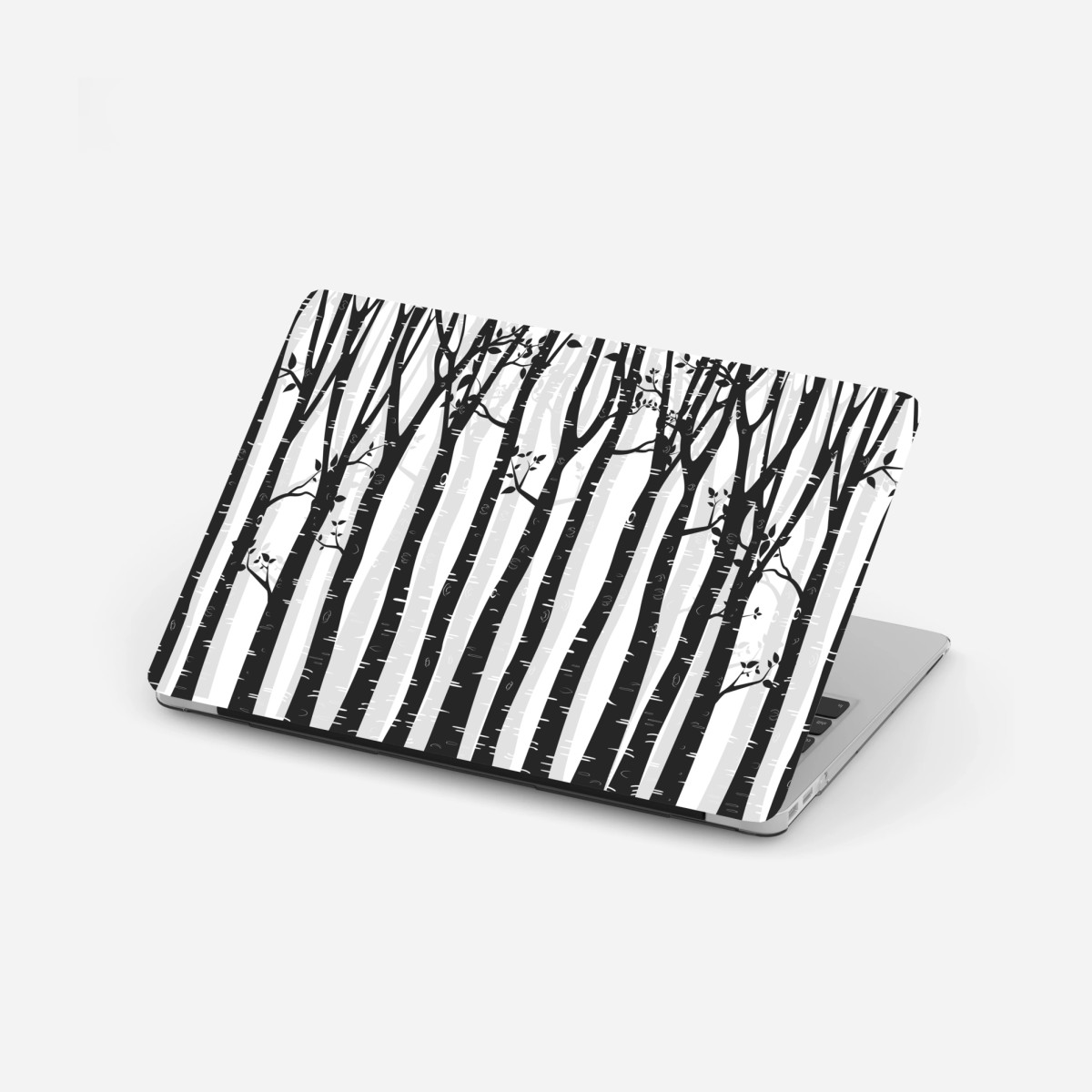 Laptop-Aufkleber monochromatischer birkenwald – Wallnifity® Laptop-Aufkleber monochromatischer birkenwald – Wallnifity®