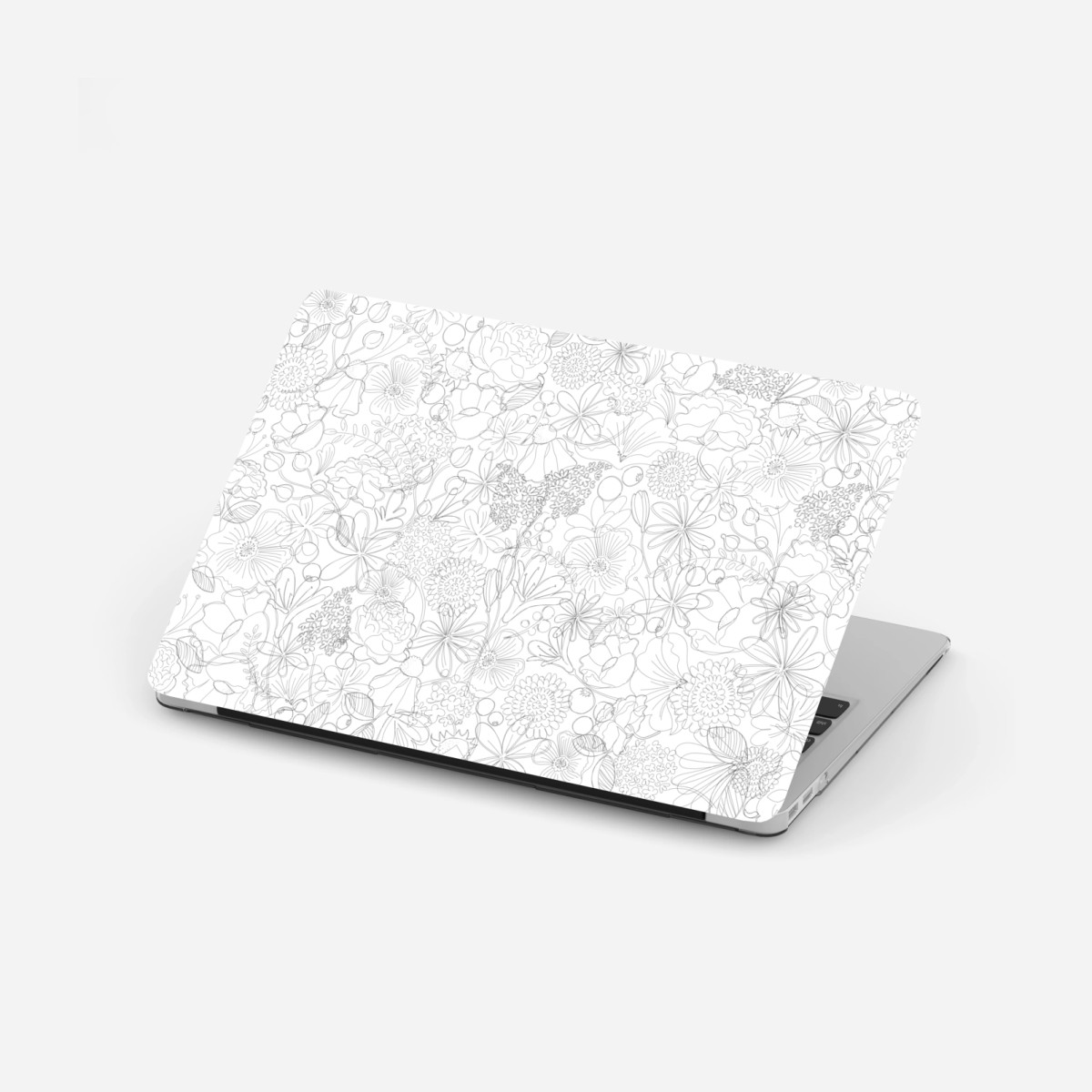 Laptop-Aufkleber zartes handgezeichnetes blumenlinienmuster – Wallnifity®