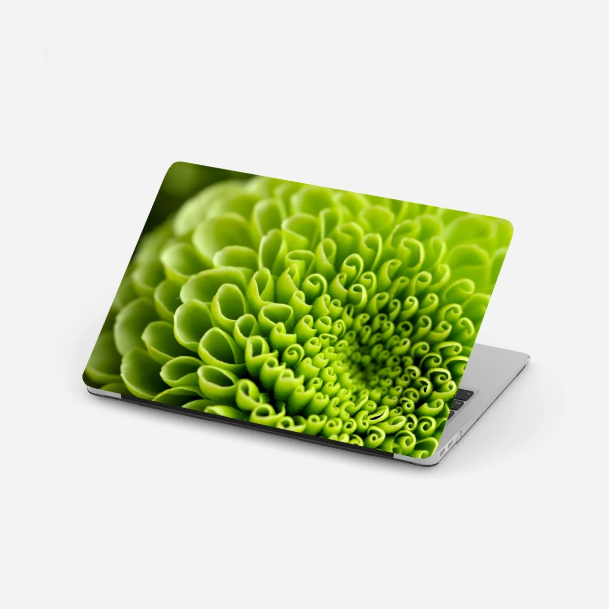 Laptop-Aufkleber leuchtende grüne blumenspirale im makro – Wallnifity® Laptop-Aufkleber leuchtende grüne blumenspirale im makro – Wallnifity®