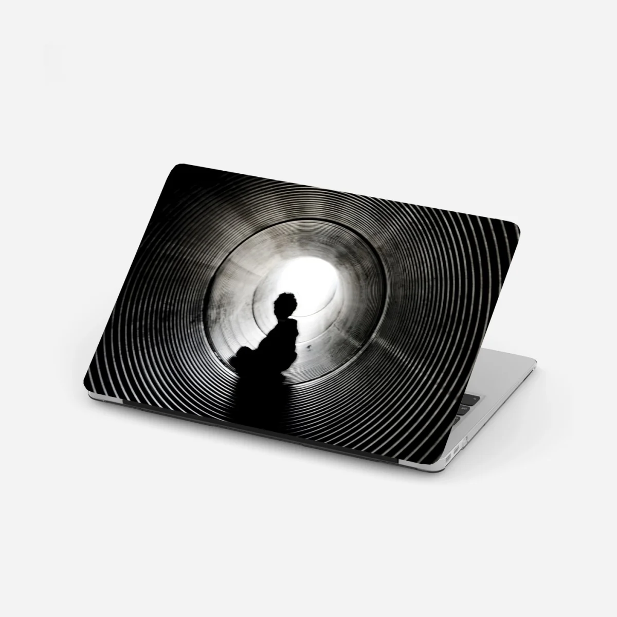Laptop-Aufkleber silhouette in einem spiraltunnel – Wallnifity® Laptop-Aufkleber silhouette in einem spiraltunnel – Wallnifity®