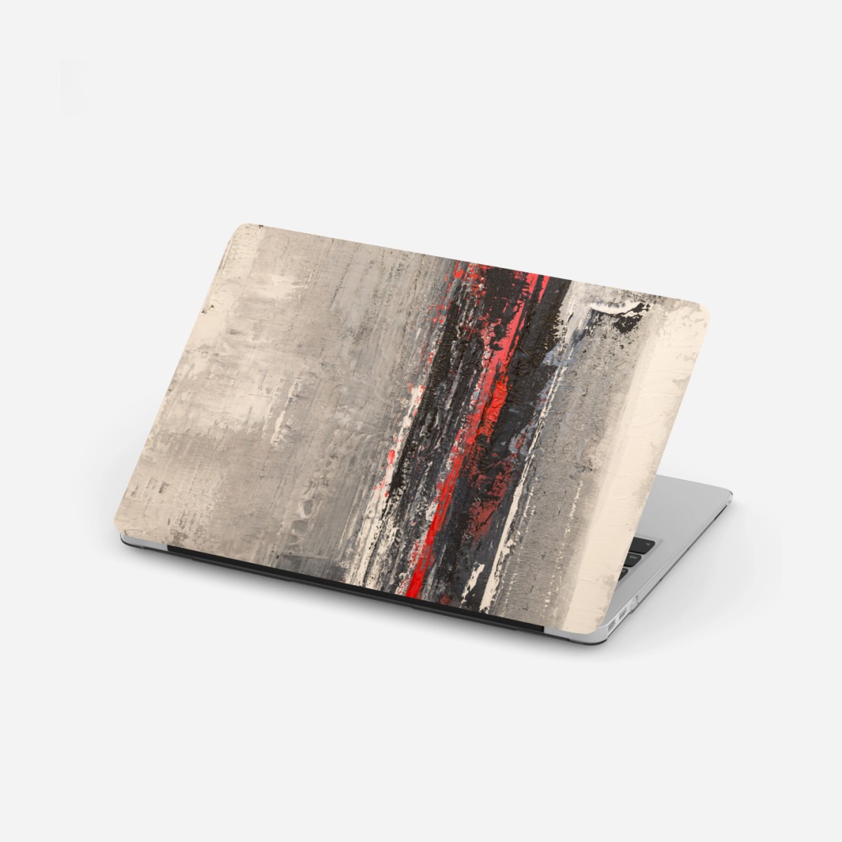 Laptop-Aufkleber strukturierte abstraktion mit rotem akzent – Wallnifity® Laptop-Aufkleber strukturierte abstraktion mit rotem akzent – Wallnifity®