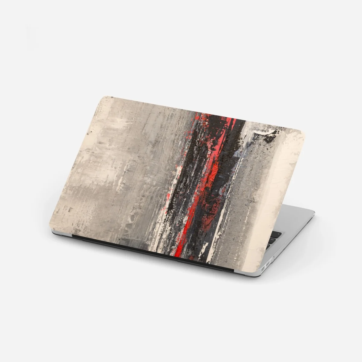 Laptop-Aufkleber strukturierte abstraktion mit rotem akzent – Wallnifity® Laptop-Aufkleber strukturierte abstraktion mit rotem akzent – Wallnifity®