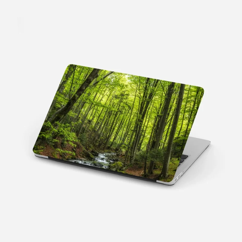 Laptop-Aufkleber ruhiger grüner waldbach