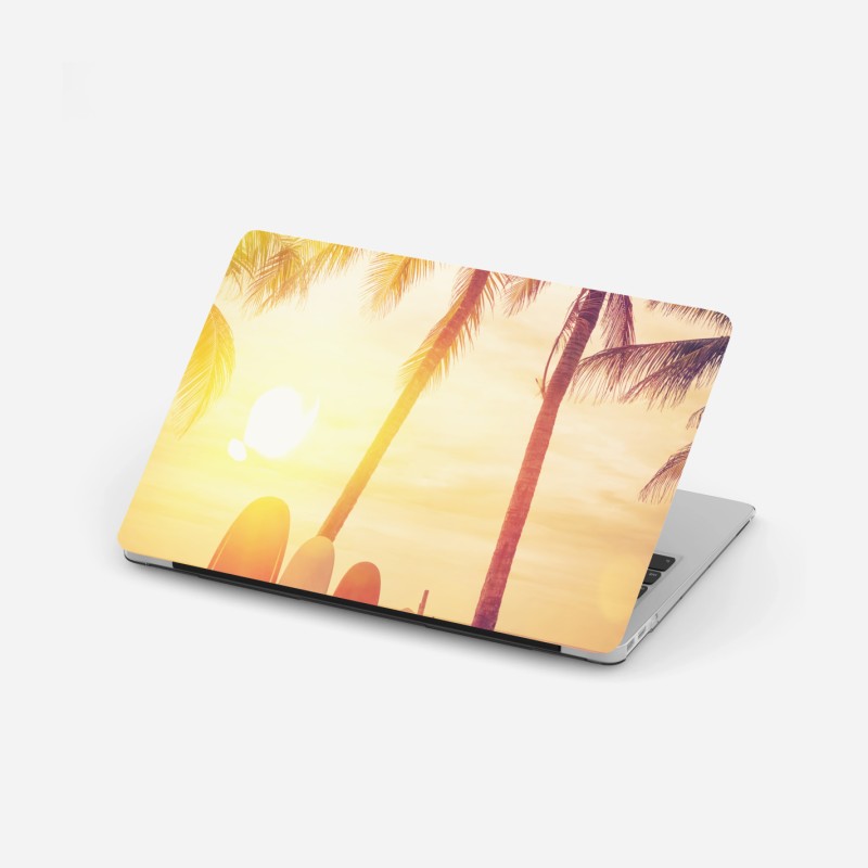 Laptop-Aufkleber tropischer sonnenuntergang mit surfboards