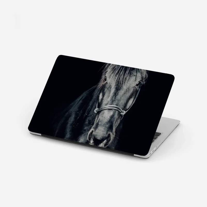 Laptop-Aufkleber majestätisches schwarzes pferdeporträt