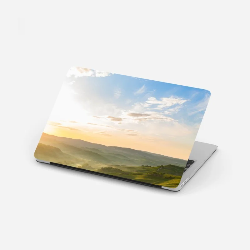 Laptop-Aufkleber gewundener landweg durch grüne wiesen – Wallnifity®
