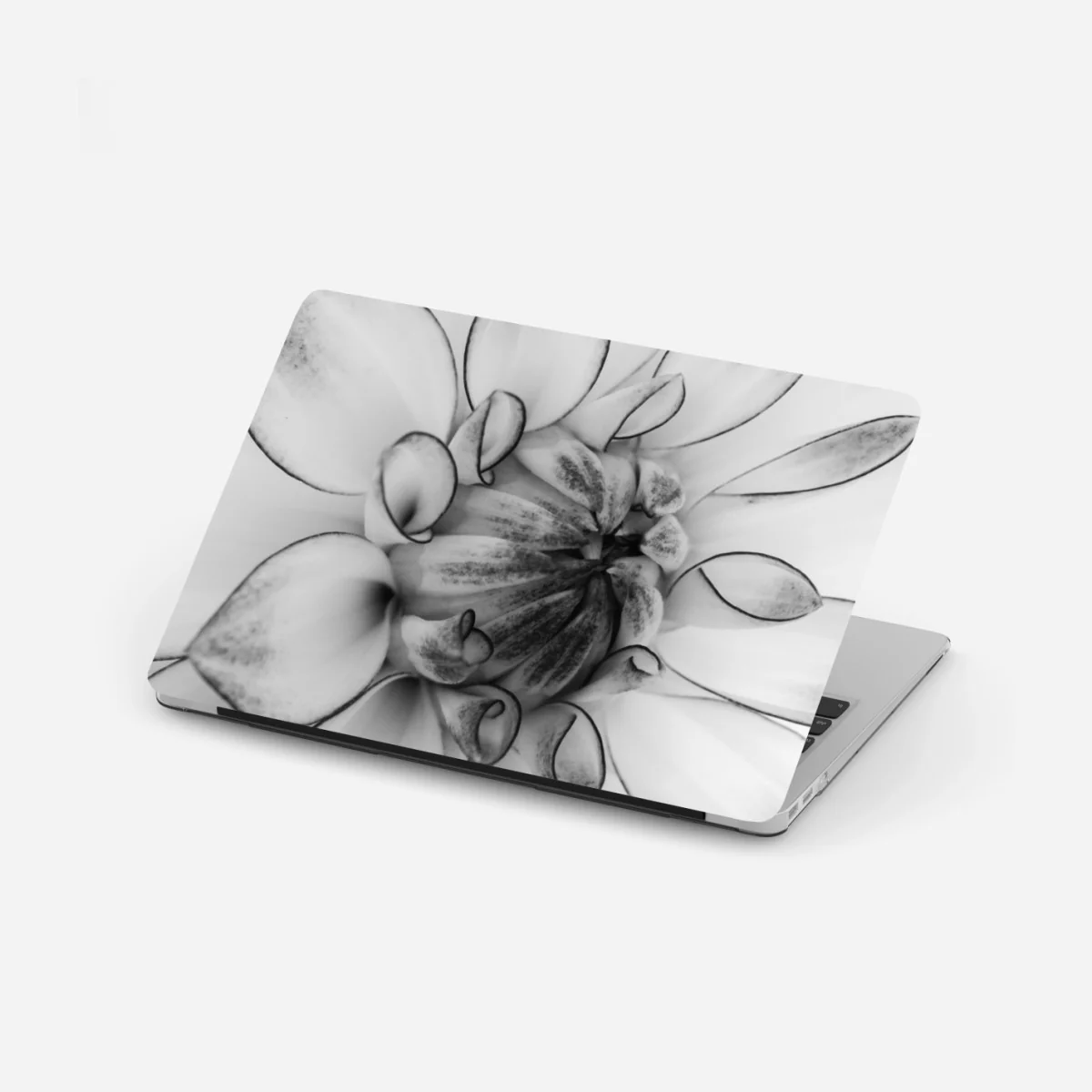 Laptop-Aufkleber monochrome nahaufnahme einer dahlie – Wallnifity® Laptop-Aufkleber monochrome nahaufnahme einer dahlie – Wallnifity®