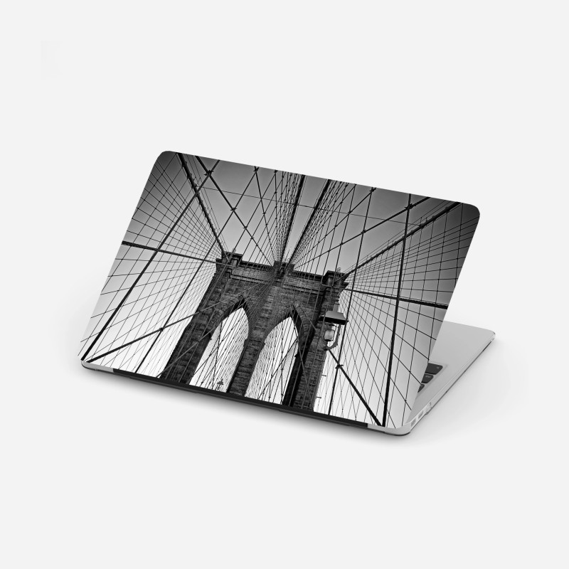 Laptop-Aufkleber symmetrische hängebrücke in schwarzweiß