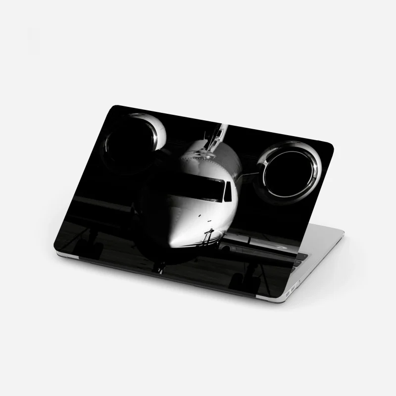 Laptop-Aufkleber monochrome frontalansicht eines privatjets – Wallnifity® Laptop-Aufkleber monochrome frontalansicht eines privatjets – Wallnifity®