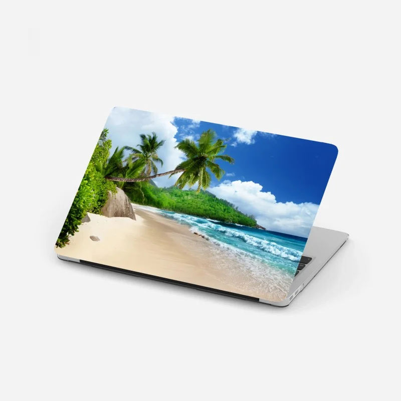 Laptop-Aufkleber ruhiger tropischer strand auf Mahe, Seychellen