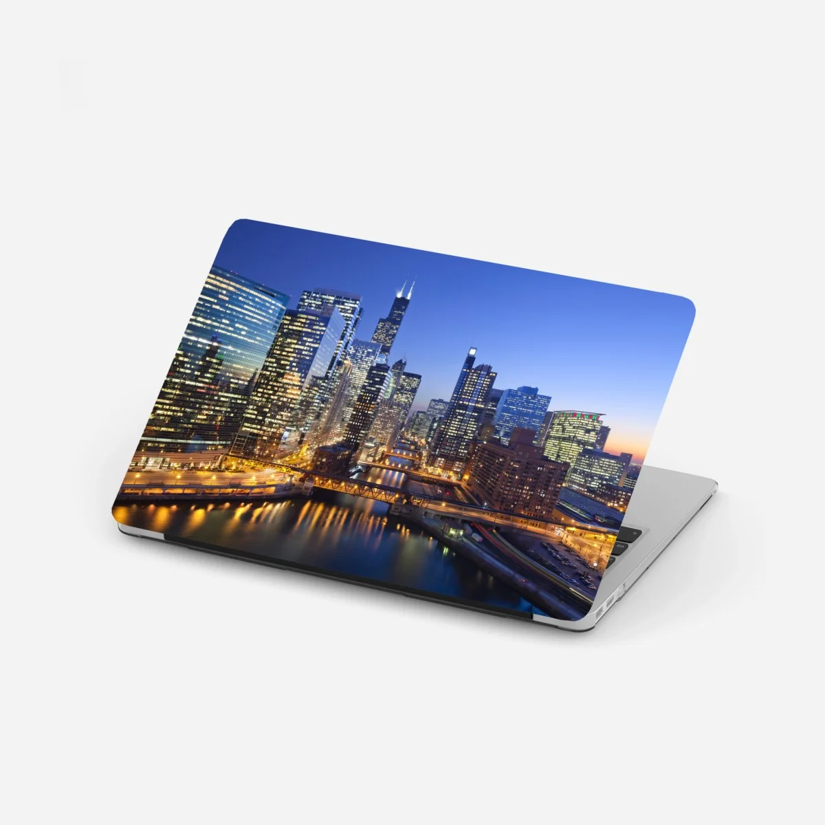 Laptop-Aufkleber Chicago skyline bei dämmerung – Wallnifity® Laptop-Aufkleber Chicago skyline bei dämmerung – Wallnifity®