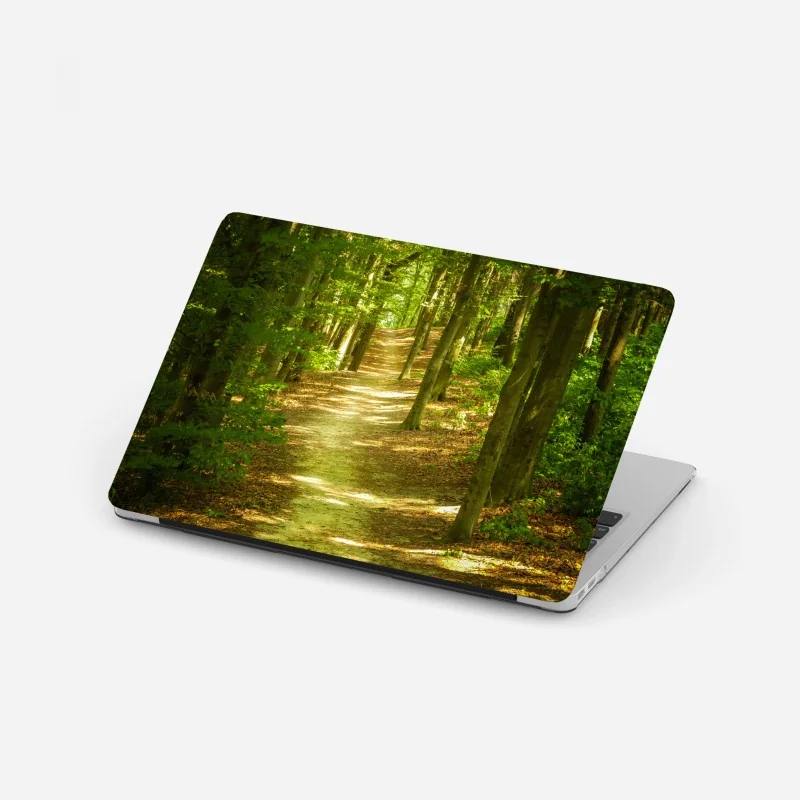 Laptop-Aufkleber sonniger waldpfad