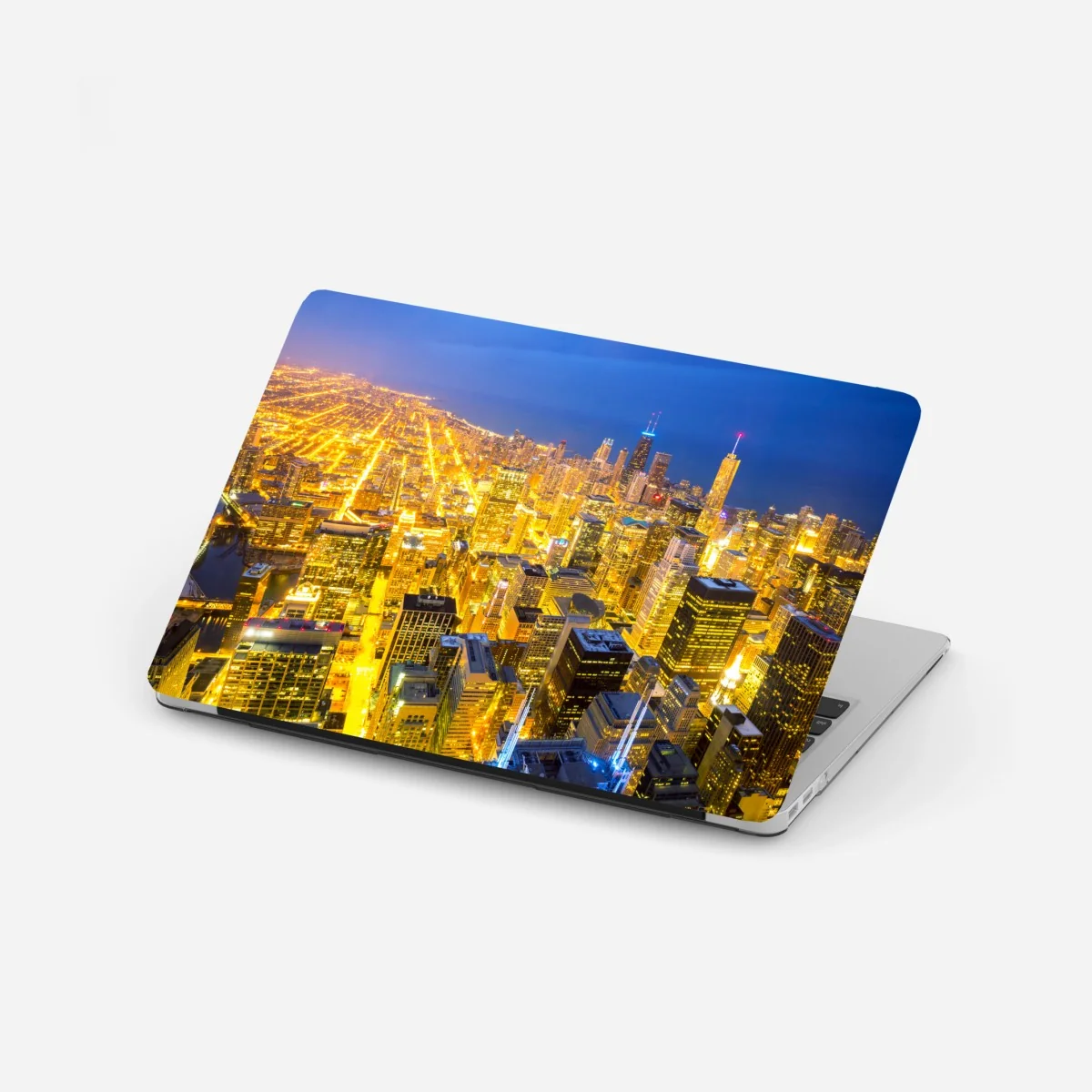 Laptop-Aufkleber luftaufnahme der nächtlichen skyline von Chicago – Wallnifity®