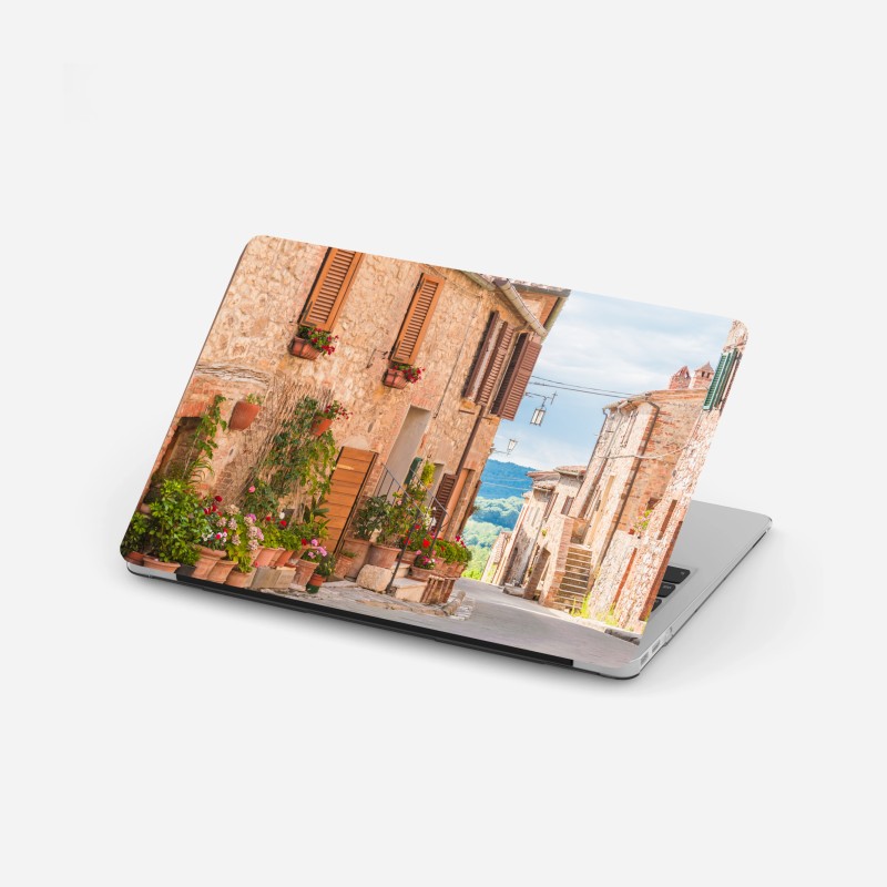 Laptop-Aufkleber warmes muster aus holzlamellen für die wand – Wallnifity®