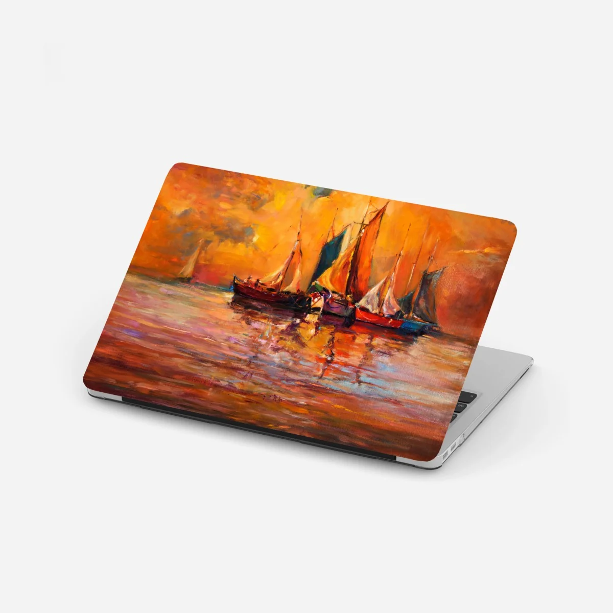 Laptop-Aufkleber goldener sonnenuntergang mit segelbooten – Wallnifity® Laptop-Aufkleber goldener sonnenuntergang mit segelbooten – Wallnifity®