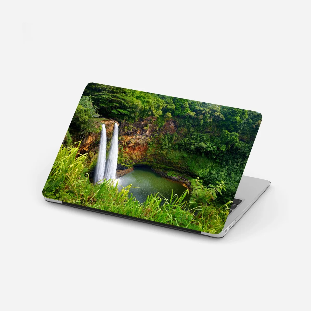 Laptop-Aufkleber doppelter wasserfall im üppig grünen wald – Wallnifity® Laptop-Aufkleber doppelter wasserfall im üppig grünen wald – Wallnifity®