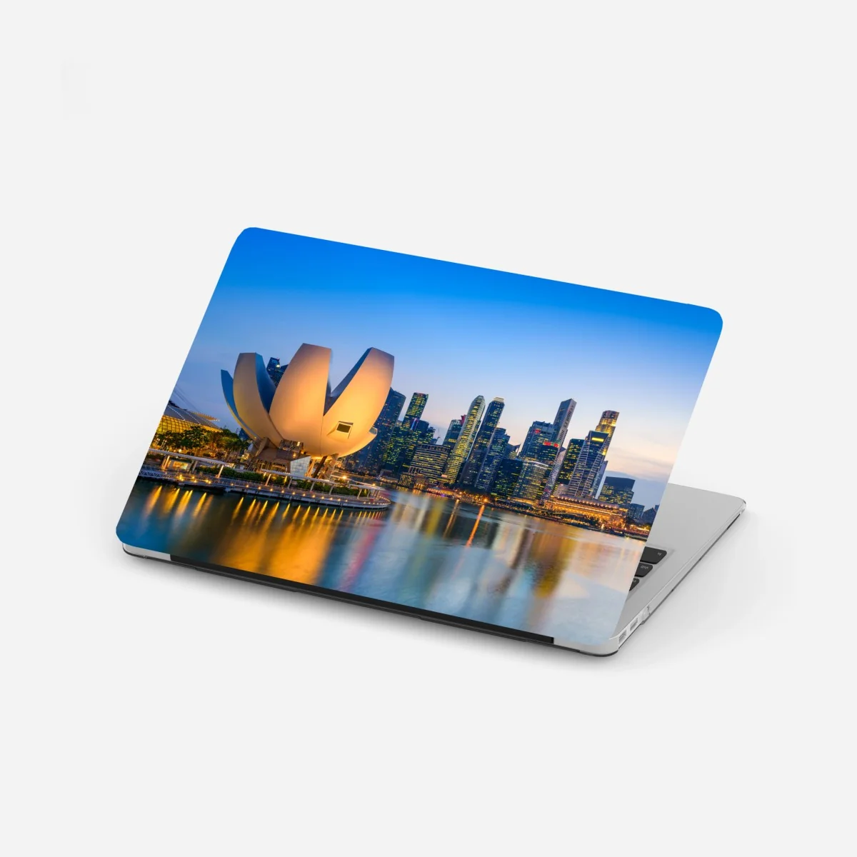 Laptop-Aufkleber Singapur skyline bei dämmerung – Wallnifity®