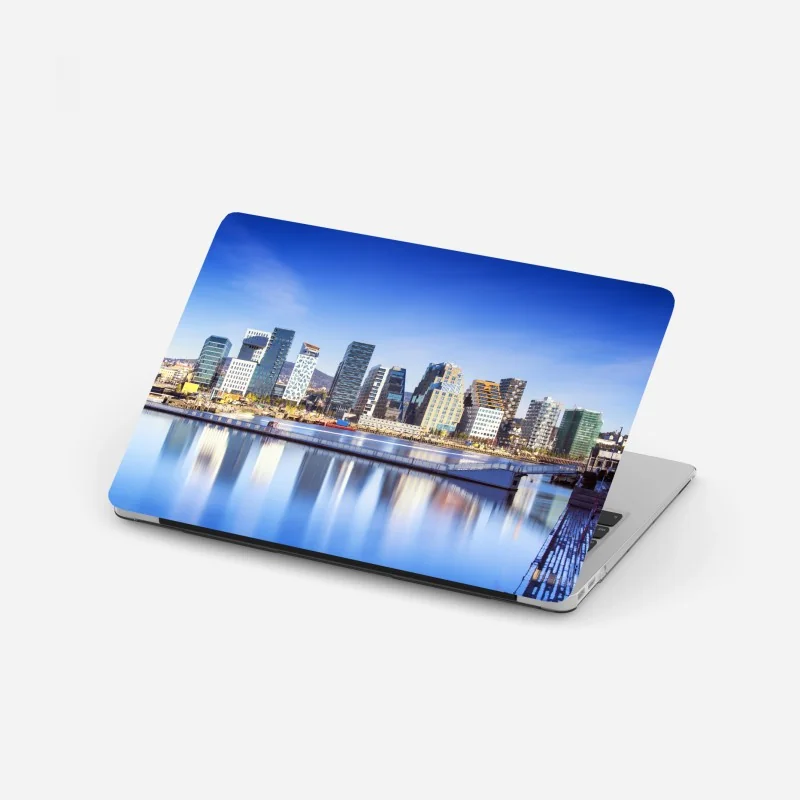 Laptop-Aufkleber moderne ufer skyline mit spiegelungen