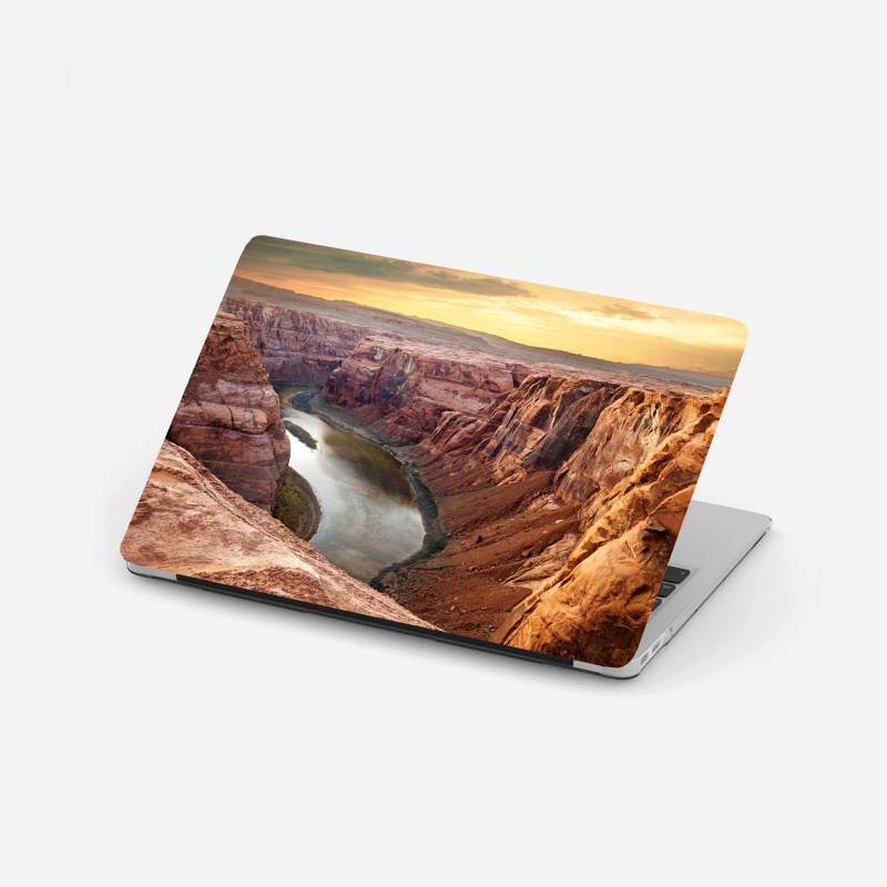 Laptop-Aufkleber sonnenbeschienener canyon bei Horseshoe Bend, Colorado River