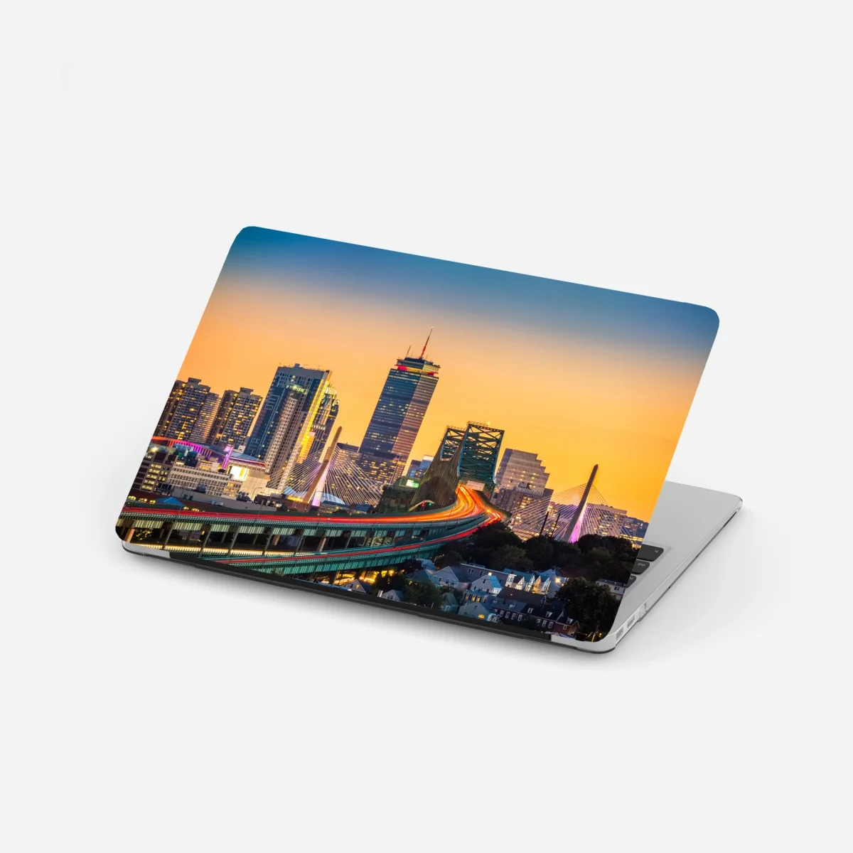 Laptop-Aufkleber panorama von Boston bei sonnenuntergang mit Zakim und Tobin brücken – Wallnifity® Laptop-Aufkleber panorama von Boston bei sonnenuntergang mit Zakim und Tobin brücken – Wallnifity®