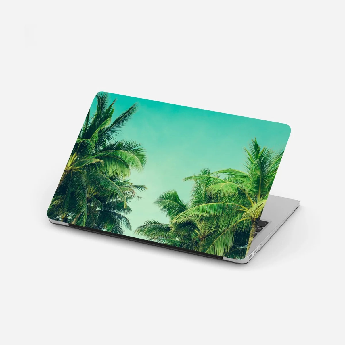 Laptop-Aufkleber tropisches palmendach unter türkisfarbenem himmel – Wallnifity®